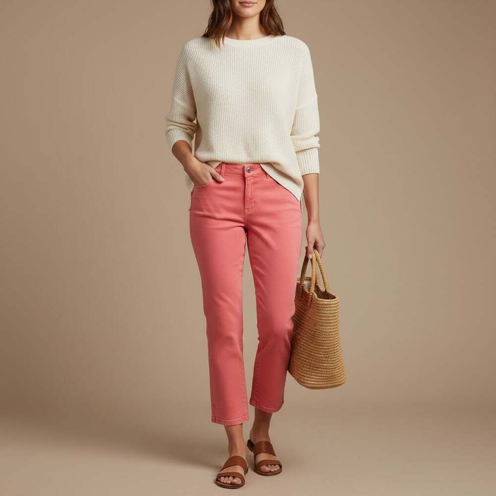 Chico's Platinum Crop Jeans Womens 1.5 US 10 Coral Pink Capri Stretch Denim NWT